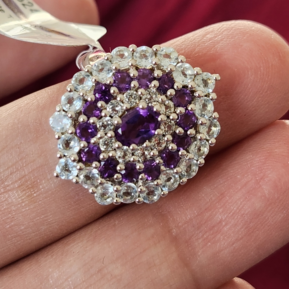 Real silver ring with natural stones.